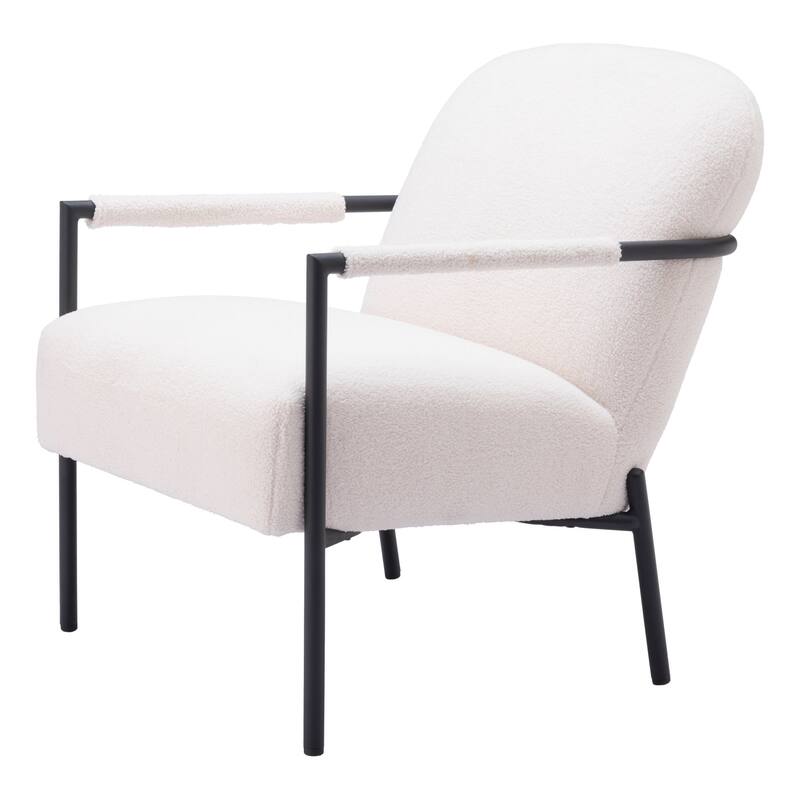 HomeRoots 26" Ivory And Black Sherpa Arm Chair - 26' X '32.3' X '33.5