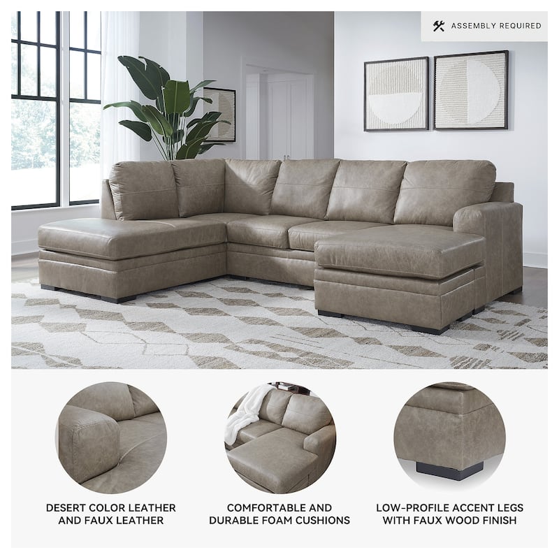 Signature Design by Ashley Amuleto Brown 2-Piece Sectional with Chaise - 124"W x 86"D x 40"H