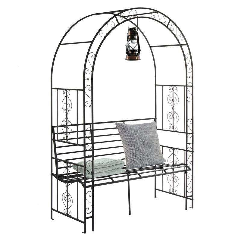79.5” High Black Metal Garden Trellis for Roses Climbing Flowers Vines and Outdoor Gardens - 53.4” x 23” x 79.5”