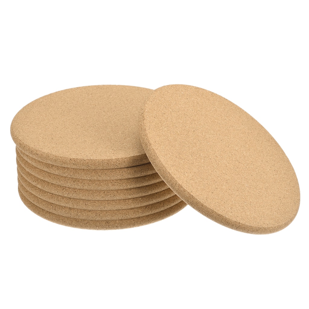 8Pcs Cork Coasters, Round Wooden Drink Coaster Cork Trivet