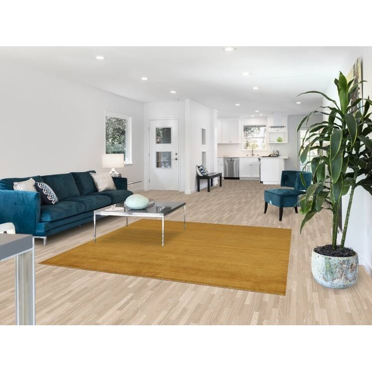 Yellow Gabbeh Oriental Square Area Rug Handmade Wool Carpet - 6'7" x 6'8"