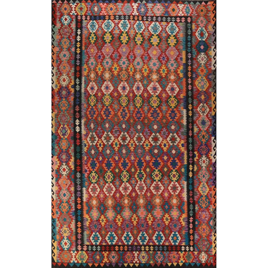 Kilim Oriental Large Rug Hand-Woven Living Room Wool Carpet - 10'0"x 16'3"