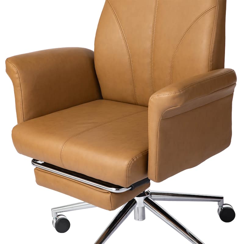 Glitzhome 49"H Modern Adjustable Swivel High Back Ergonomic Office Chair with Armrest and Extendable Footrest