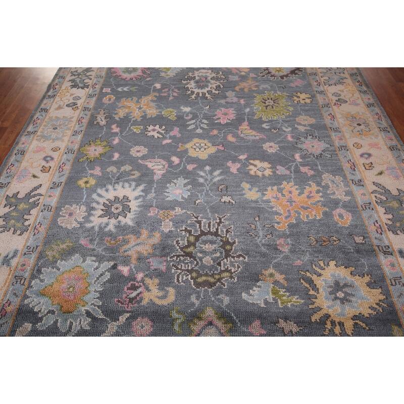 All-Over Floral Oushak Indian Area Rug Handmade Wool Carpet - 8'0"x 9'10"