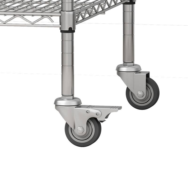 3/5/6-Tier Adjustable Heavy Duty Wire Shelving Unit with Wheels, Chrome/Black/White
