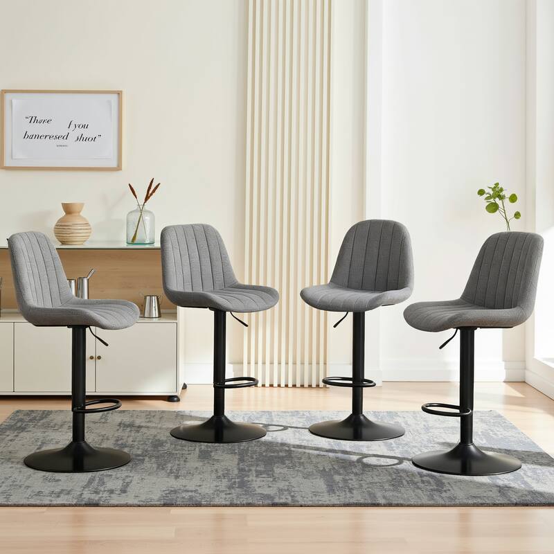 Counter Height Bar Stools Set of 2, Swivel Bar Stools with Adjustable Height, Kitchen Island Chairs with Footrest - Grey