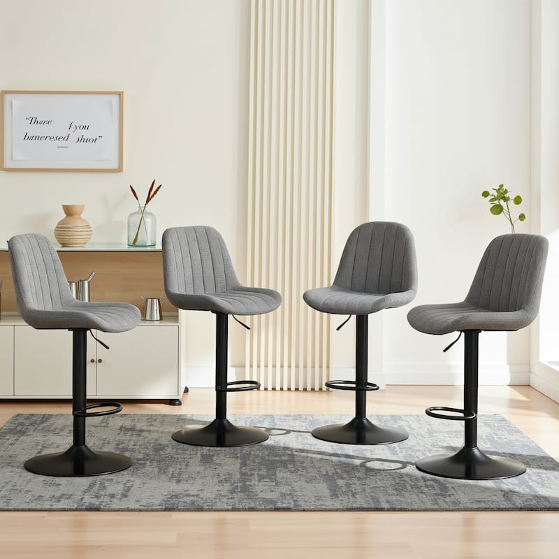 Swivel Bar Stools with Adjustable Height (35.03-43.7 Inches), Backrest, and Soft Knit Fabric - Bar Counter(Set of 2)