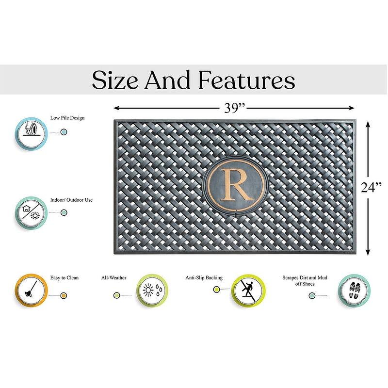 A1HC 100% Pure Rubber Monogrammed Front Door Mat 24" x39" Indoor Outdoor Doormat
