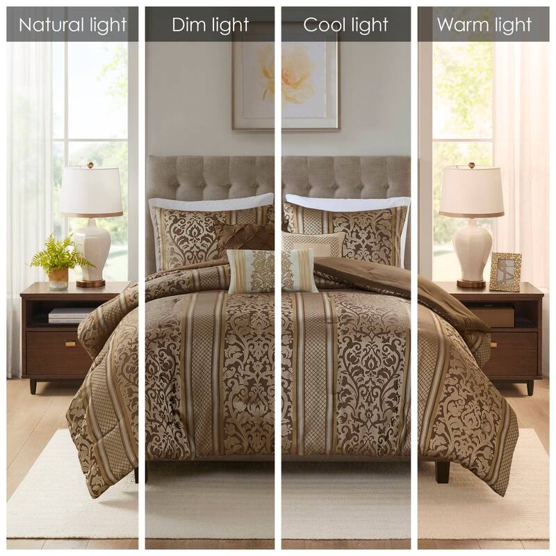 GDF Studio - Seraphina Jacquard 6-Piece Comforter Set with Decorative Throw Pillows