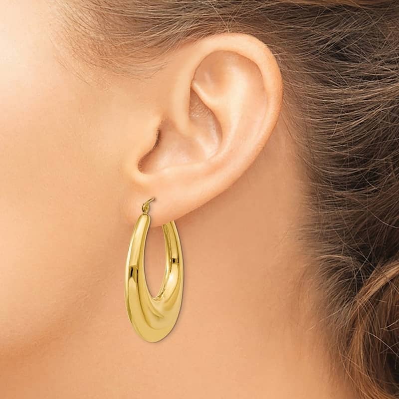 Curata 14k Yellow Gold Polished Hoop Earrings - 22x7mm