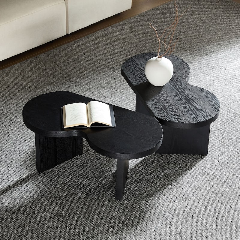 Accent Butterfly Coffee Table with Sturdy Legs, Wood Nesting Coffee Table, Modern Low Center Table for Living Room, Office