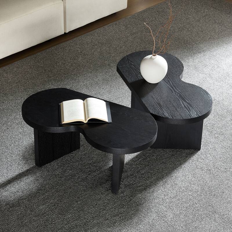 Living Room Coffee Table Centre Table with A Butterfly Shaped, Split Accent Table Console Table