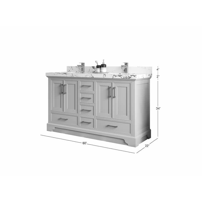 Willow Collections 60 in. W x 22 in. D Charlotte Double Sink Bathroom Vanity with Countertop