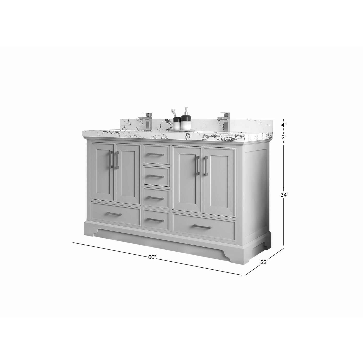 Willow Collections 60 in. W x 22 in. D Charlotte Double Sink Bathroom Vanity with Countertop