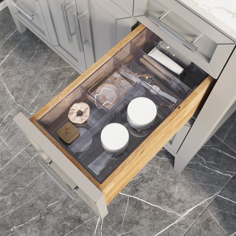 Jackson 42-inch Single Bathroom Vanity with Engineered Stone Top and Drawer Organizer