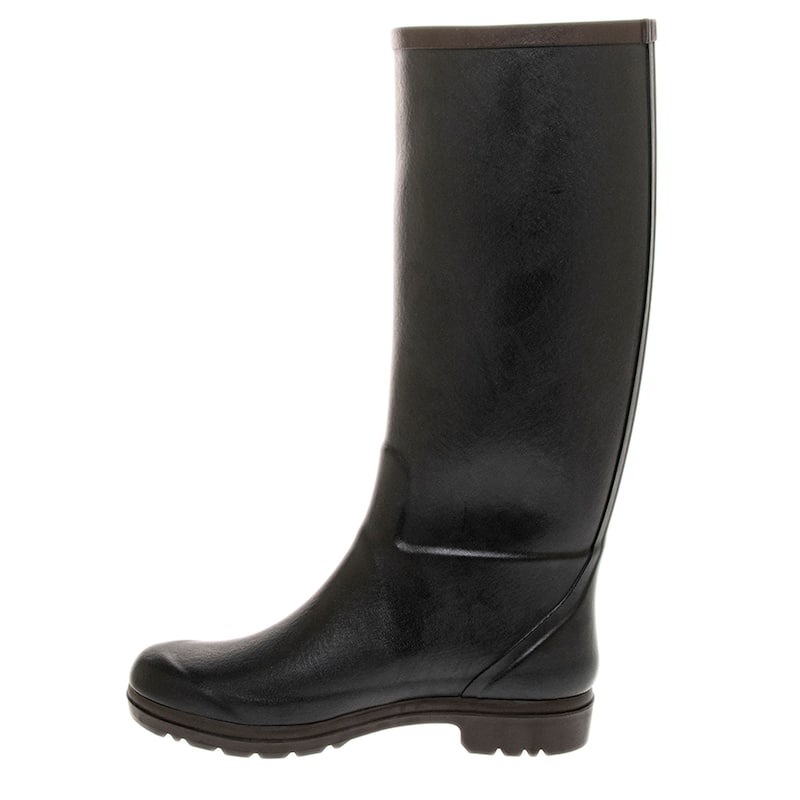 Celine Rain Boots in Natural Rubber - Black with Dark Brown