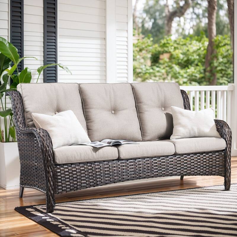 Gymojoy 6-Piece Outdoor Sofa & Chair Set with 4 Swivel Chairs, Fire Pit Table