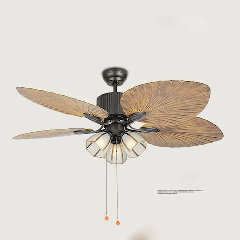 52" 5-Blade Palm Island Bronze Tropical Reversible Ceiling Fan with Remote