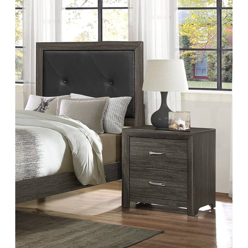 Contemporary Dark Gray Nightstand with Chrome Handles - Dark Gray