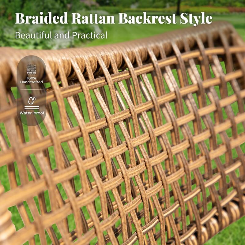 3-Piece Outdoor Wicker Bistro Set Rattan Furniture set with Stackable Chairs and Side Table