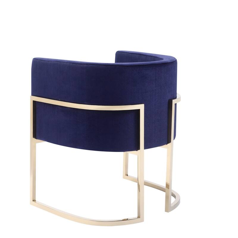 Naaz 24 Inch Kids Chair, Round, Blue Cushioned Velvet, Cantilever Gold Base