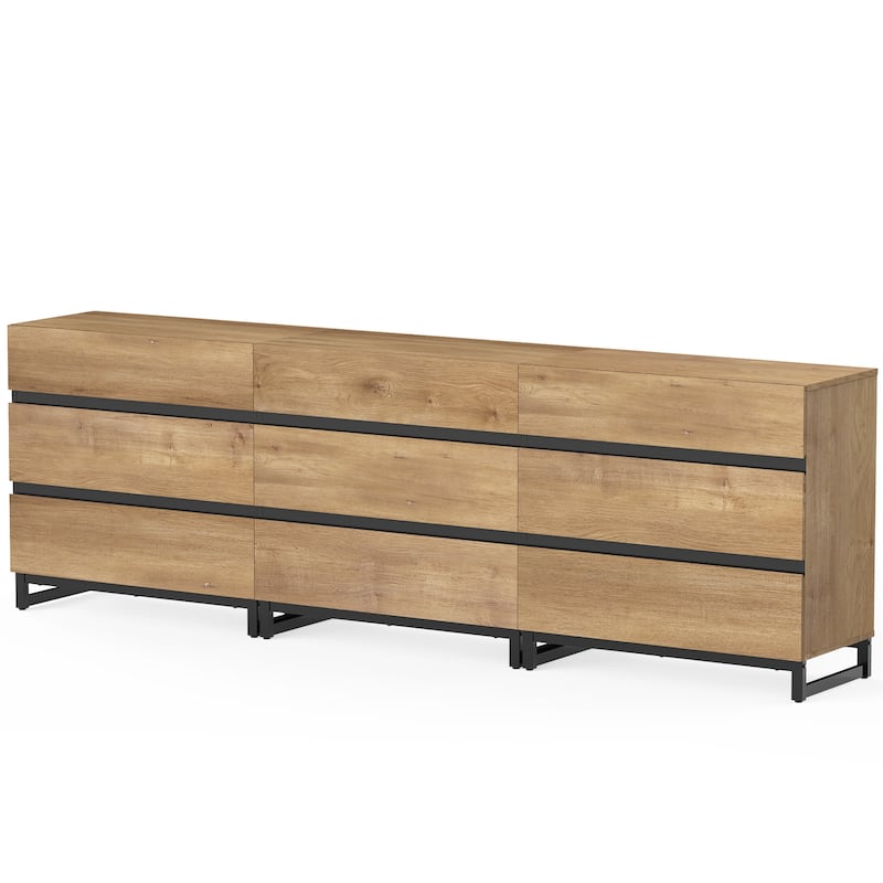 Dresser for Bedroom, Closet Organizers and Storage, Chest of Drawers with Metal Base, Modern Wood Dresser for Living Room