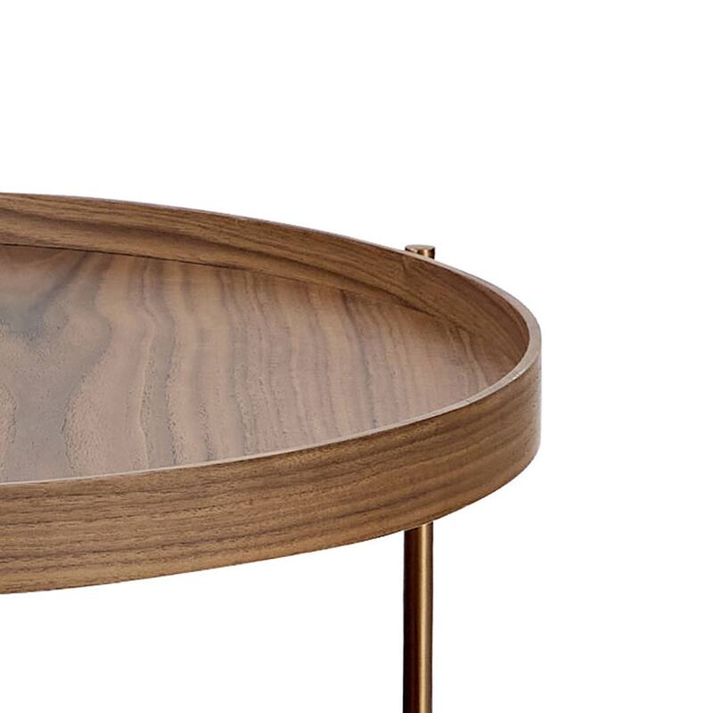Classic Vintage 2 Piece Wooden Coffee Table Set with Metal Legs
