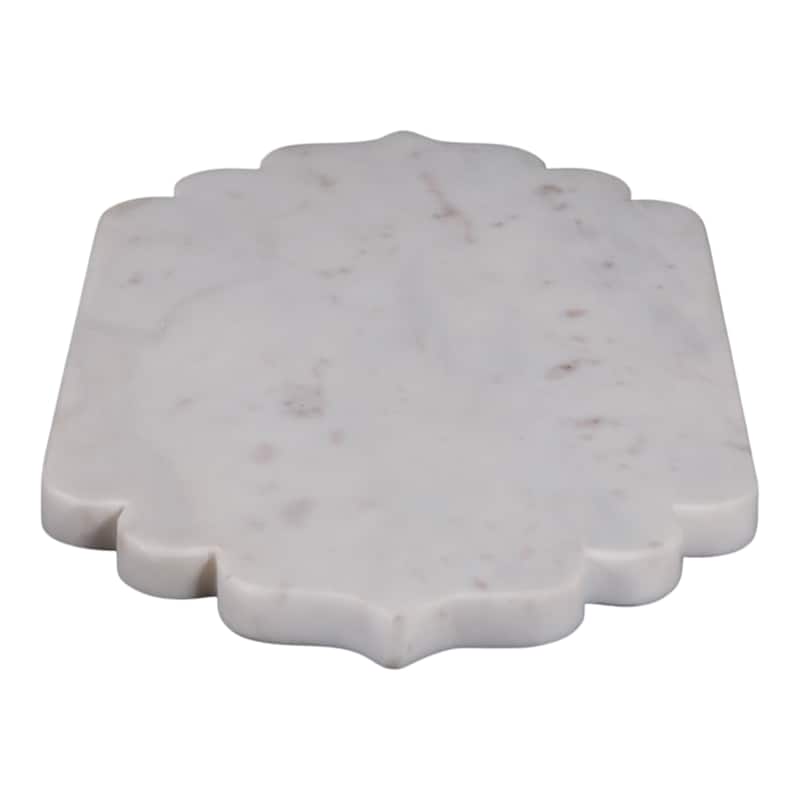 Marble Decorative Tray Scalloped Edge for Office Bedroom - 1" White - 14" x 8" x 0.5"