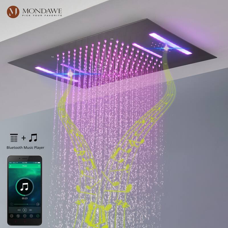 64 Colors LED Light and Music Ceiling Mounted Thermostatic Shower System
