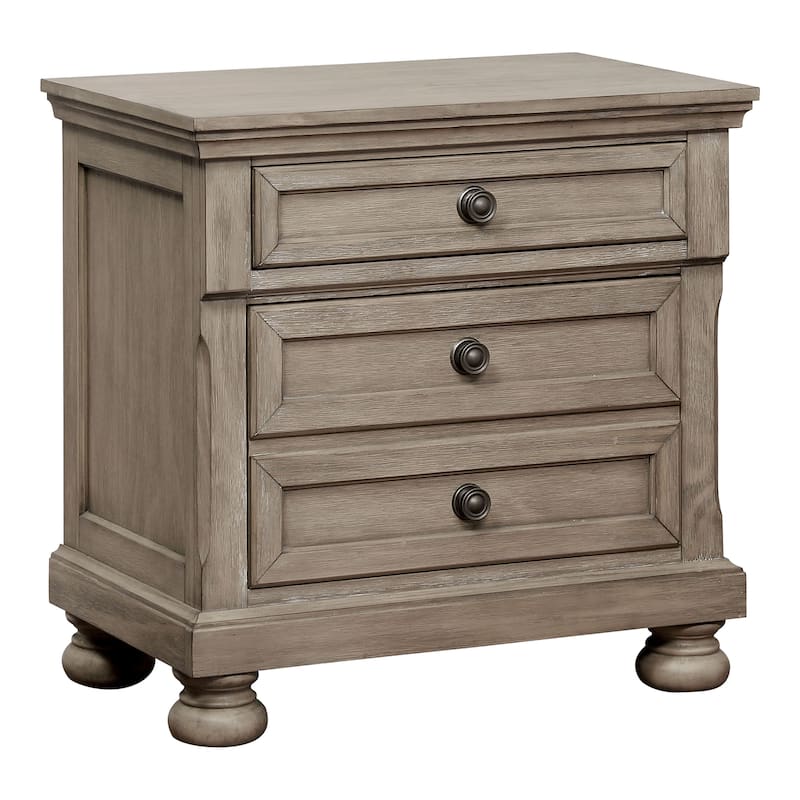 Nahkohe Transitional Grey Wood 3-Piece Storage Sleigh Bed, Nightstand and Dresser Set with USB by Carbon Loft