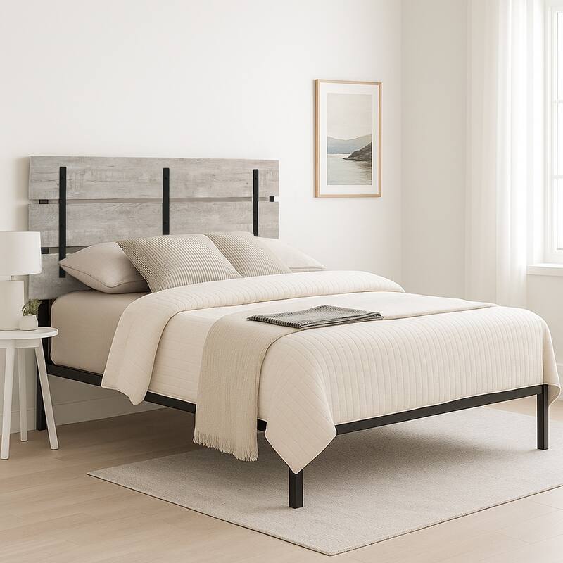 Hayward Metal Platform Bed - Grey - Queen