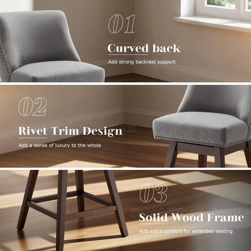 Counter Height Swivel Nail Head Upholstered Barstools Set of 6