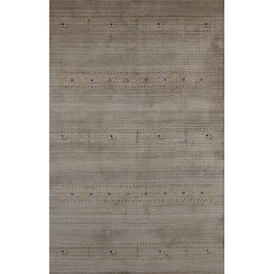Hand Knotted Oriental 100% Wool Carpet Tribal Animal Pictorial Greys & Charcoal Gabbeh Area Rug - 7' 9'' X 5' 0''