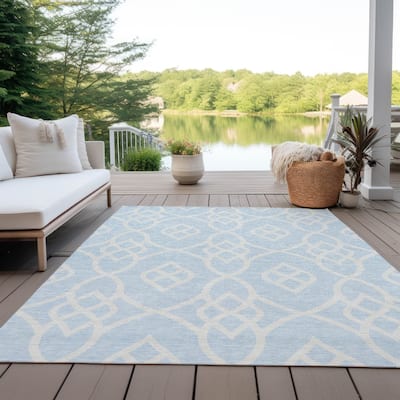 Machine Washable Indoor/ Outdoor Chantille Trellis Modern Rug