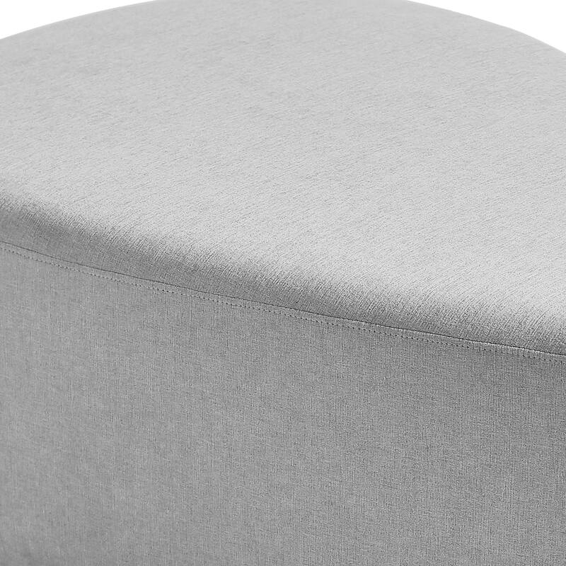 43" Rounded Triangle Upholstered Ottoman, Oversize Fabric Ottoman Footstool