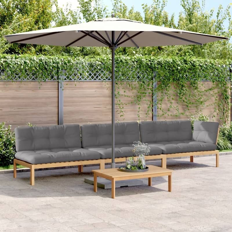 vidaXL Patio Pallet Sofa Set Outdoor Garden Furniture 4 Piece Solid Wood Acacia - Gray