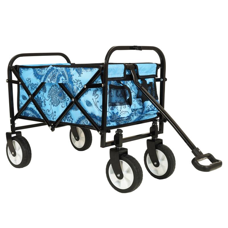Colorful Collapsible Utility Wagon Cart with Strapping System - 225 lb Capacity
