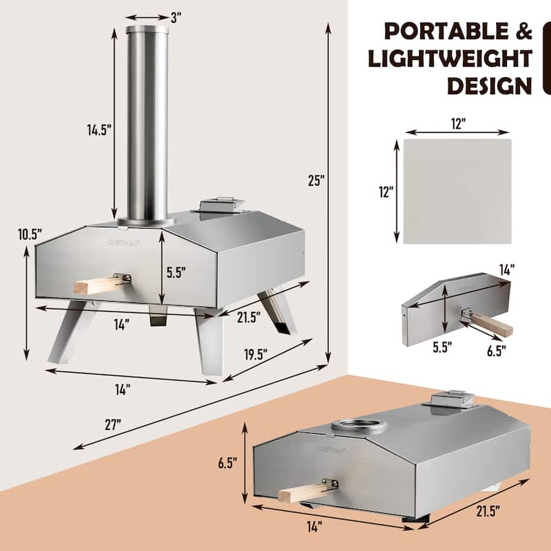 Costway Wood Pellet Pizza Oven Pizza Maker Portable Outdoor Pizza - See Details