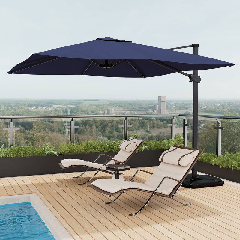 10FT Square Cantilever Patio Umbrella with Base