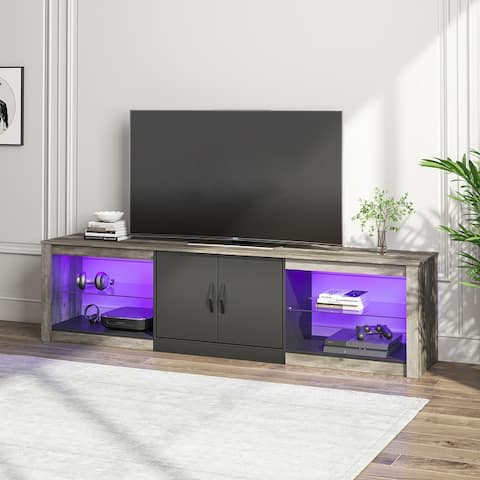 70 inch TV Stand 20 Color RGB Light Entertainment Center