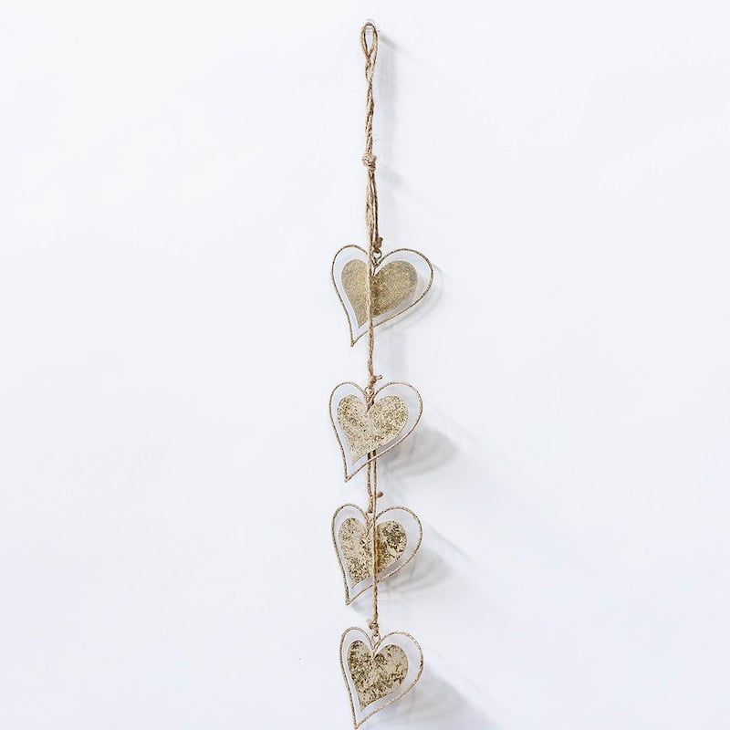4 Metal Hearts Hanging Decoration