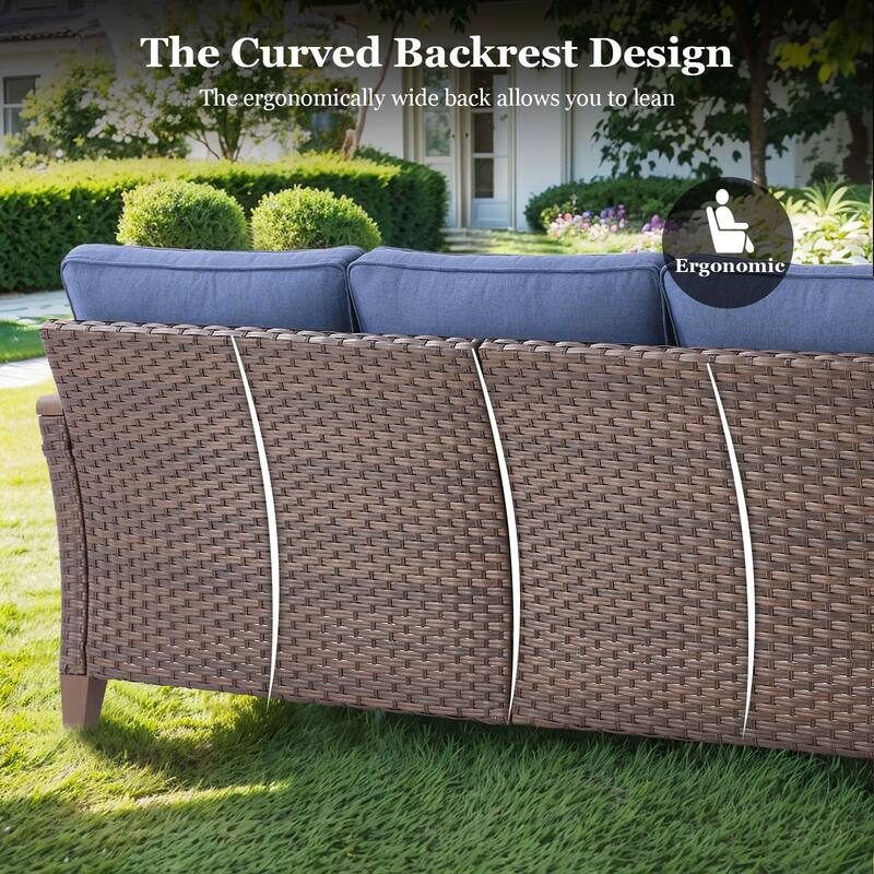 Outdoor Wicker 3 Seater Sofa with Deep Seating