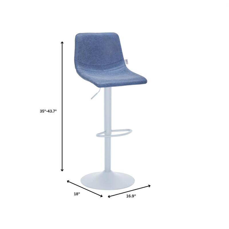 Adjustable Height Bar Stool in Leather Upholstery With White Iron Base Tilbury Collection