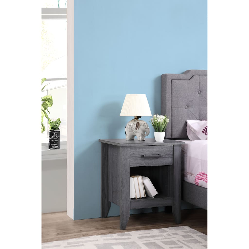 Modern Gray Bedside Table with Storage
