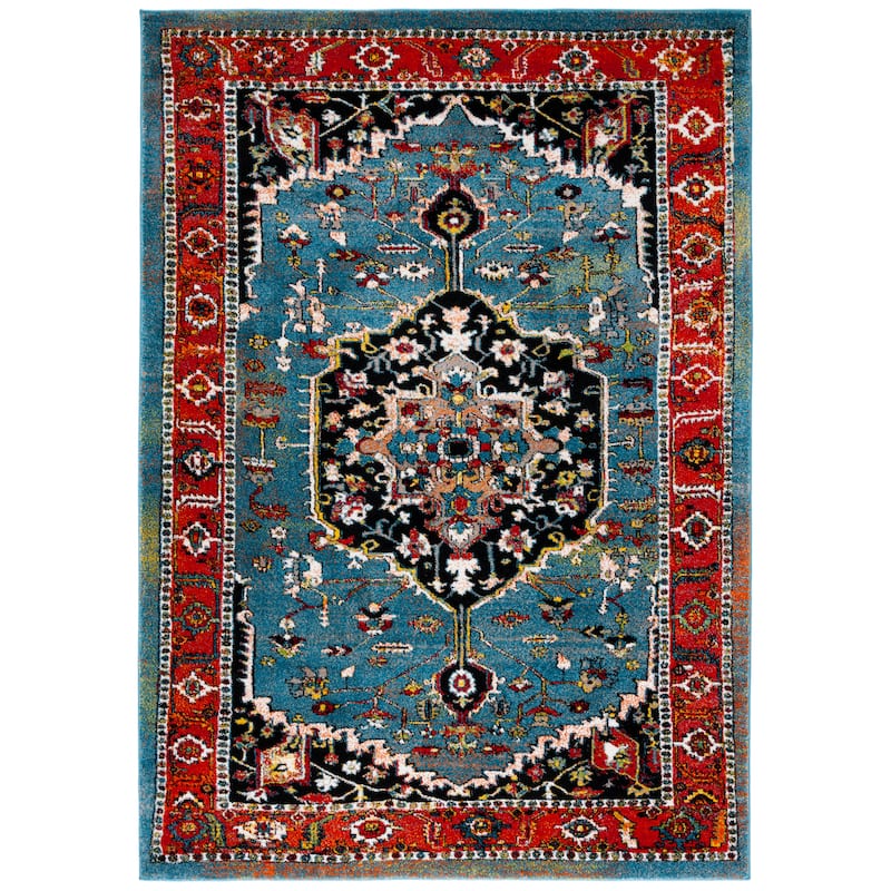 SAFAVIEH Vintage Hamadan Loretta Rug - 6'7" Square - Blue/Red