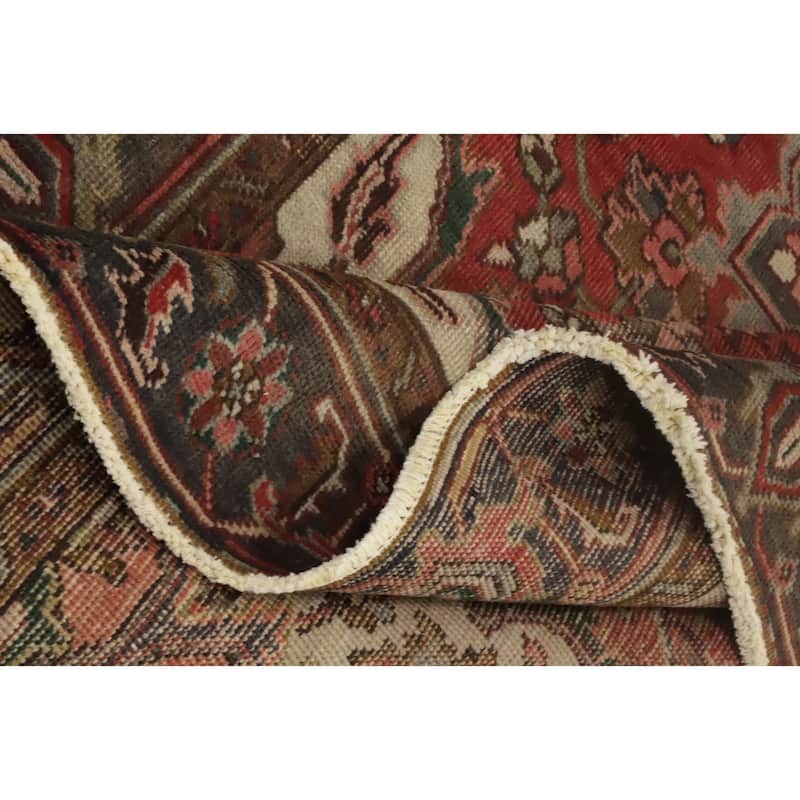 Hand Knotted Oriental 100% Wool Carpet Traditional Floral Oranges & Rust Heriz Area Rug - 9' 2'' X 6' 1''