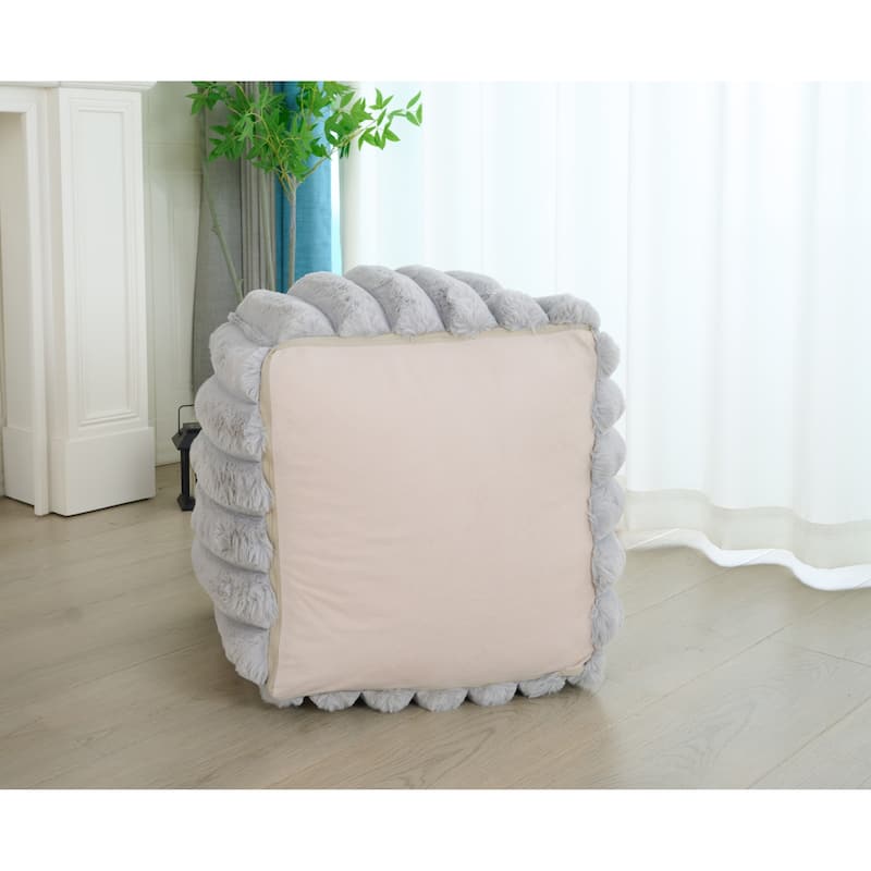 Madrid Collection Ultra Soft Ribbed Faux Fur Indoor Pouf