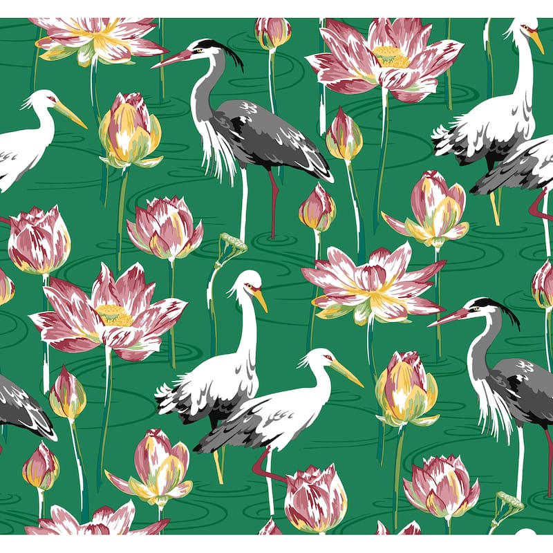A-Street Prints Barton Green Heron Wallpaper