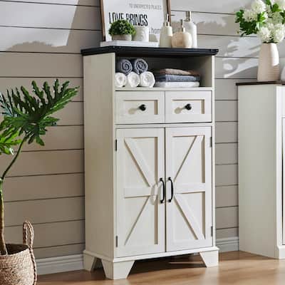 24" Farmhouse Bathroom Floor Cabinet, Wide Bathroom Storage Cabinet