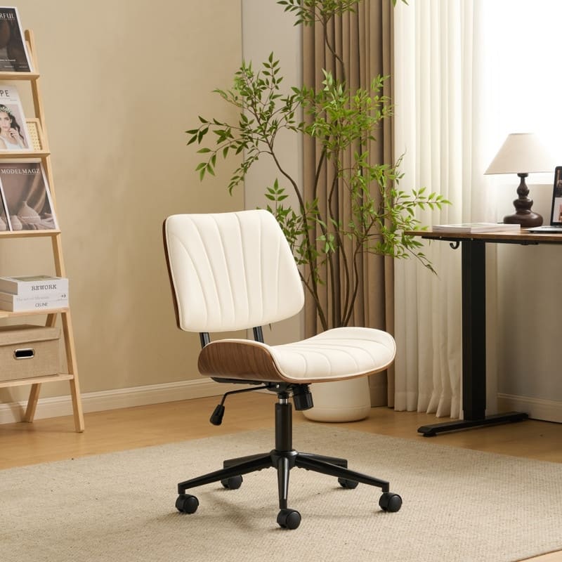 PU Trapezoid Curved Back Swivel Office Chair